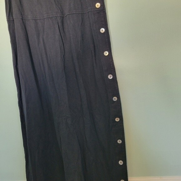 Johnny Was Vintage Black Palm Tree Side Button Maxi Dress Size Small - Picture 3 of 6